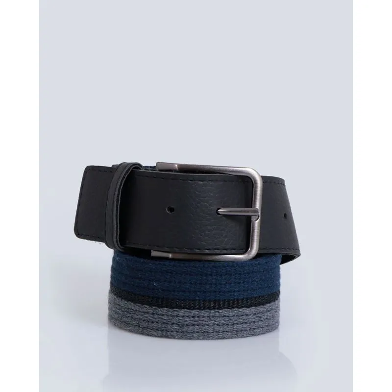 Cinto Masculino Casual Lona Com Fivela Listrado Azul G