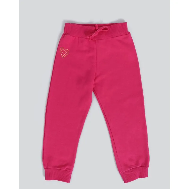 Calça Moletom Bebê Jogger Strass Rosa 2