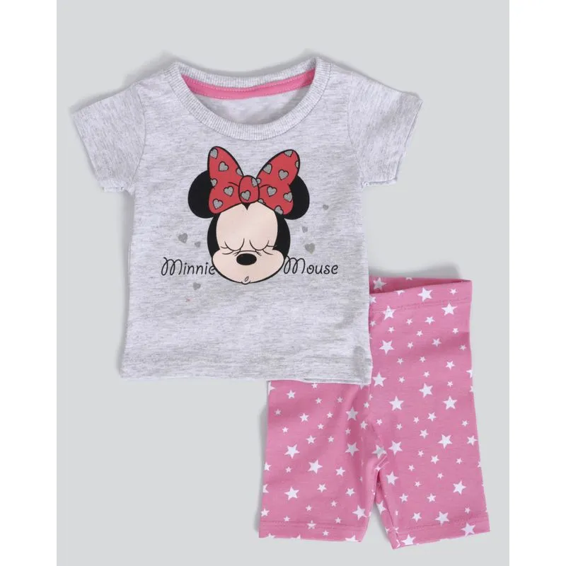 Conjunto Bebê Curto Glitter Minnie Mouse Disney Cinza P
