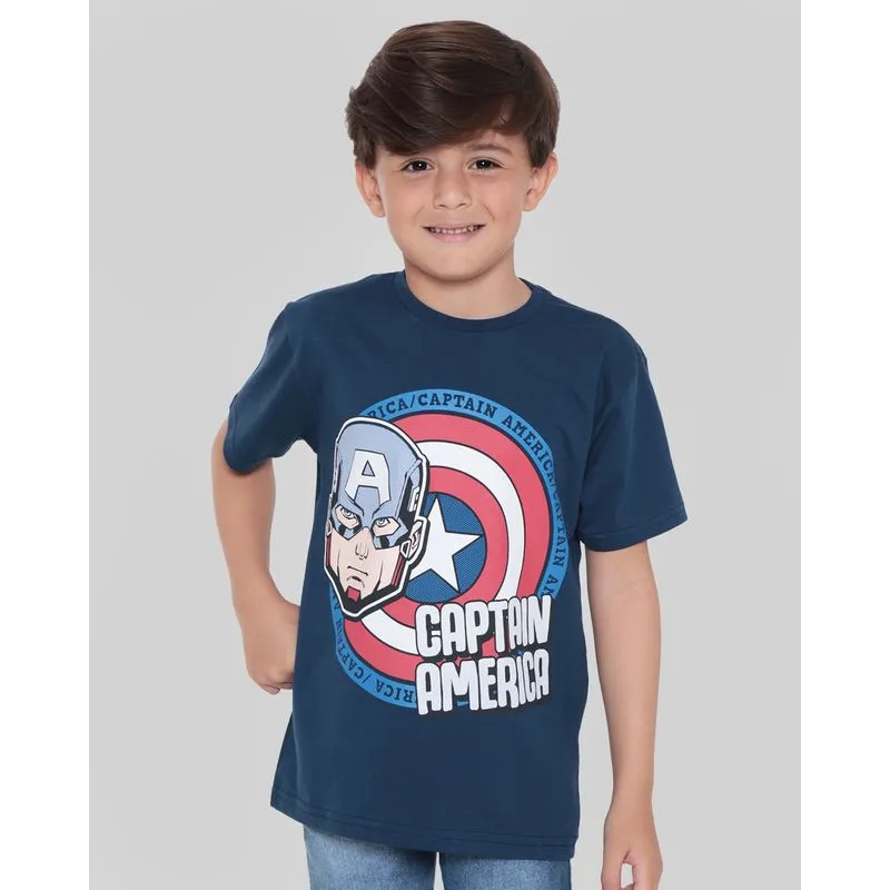 Camiseta Infantil Capitão América Marvel Azul Escuro 4