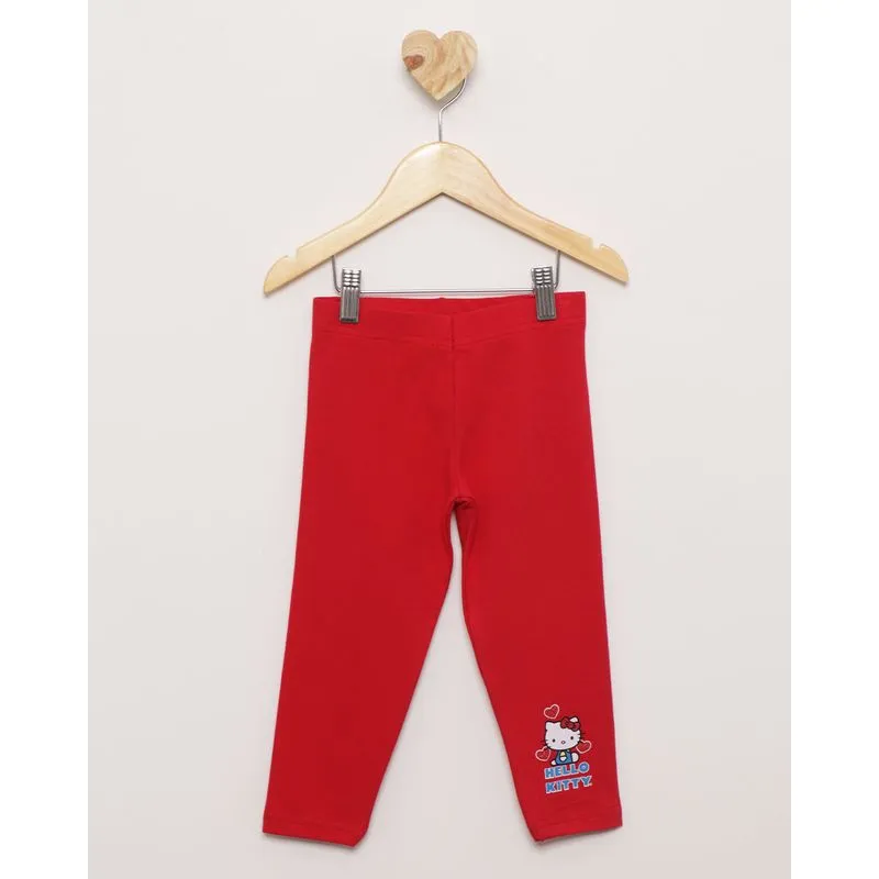 Calça Legging Bebê Estampa Hello Kitty Vermelho 1