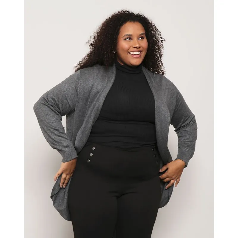 Capa Plus Size Feminina Manga Longa Tricô Cinza G3