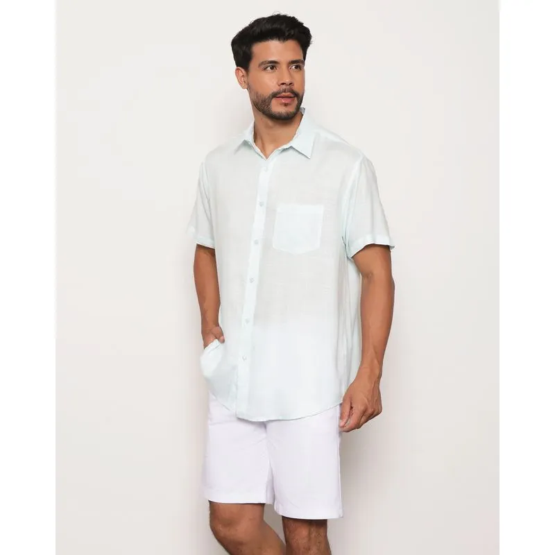 Camisa Masculina Manga Curta Lisa Verde 2