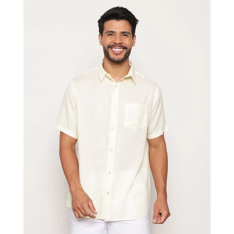 Camisa Masculina Manga Curta Lisa Amarelo 2