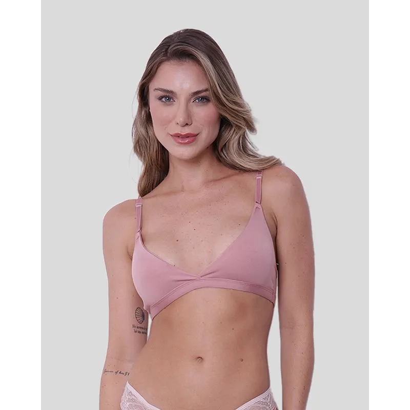 Sutiã Feminino Triângulo Sem Bojo Transpassado Rosa 44