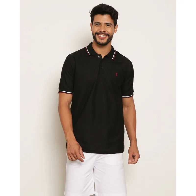 Camisa Polo Masculina Piquet Manga Curta Preta P