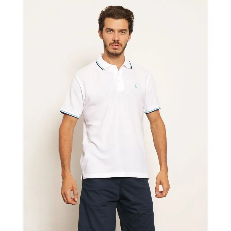 Camisa Polo Masculina Com Emblema Frontal Branca M