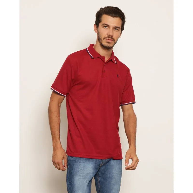 Camisa Polo Masculina Com Botão Frontal Básica Vermelha GG