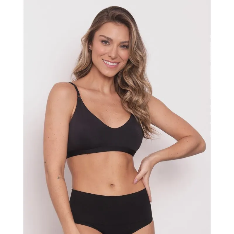 Sutiã Top Feminino Alças Finas Sem Bojo Preto 44