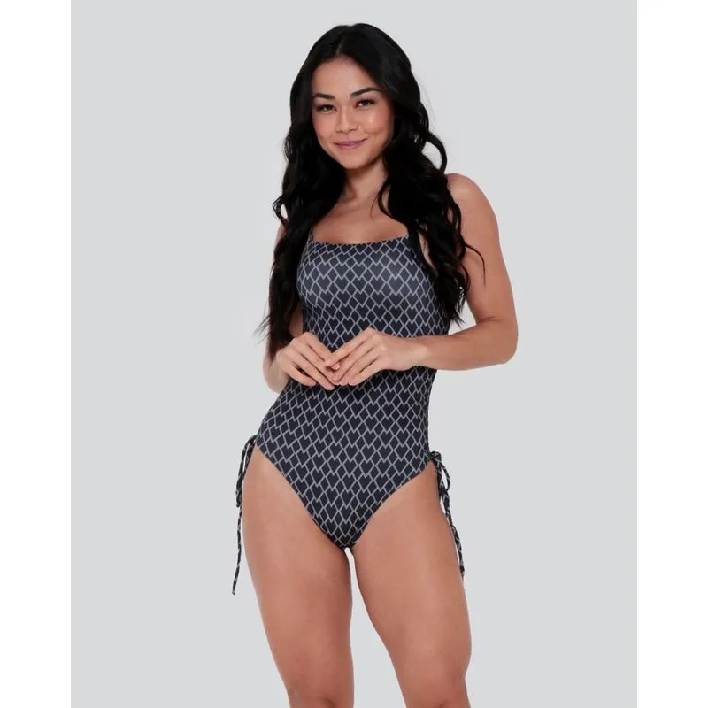 Maiô Feminino Coulisse Full Print Geométrico Preto P
