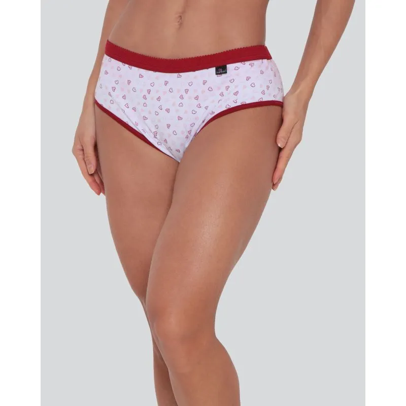 Calcinha Alta Feminina Avulsa Algodão Corações Vermelha GG