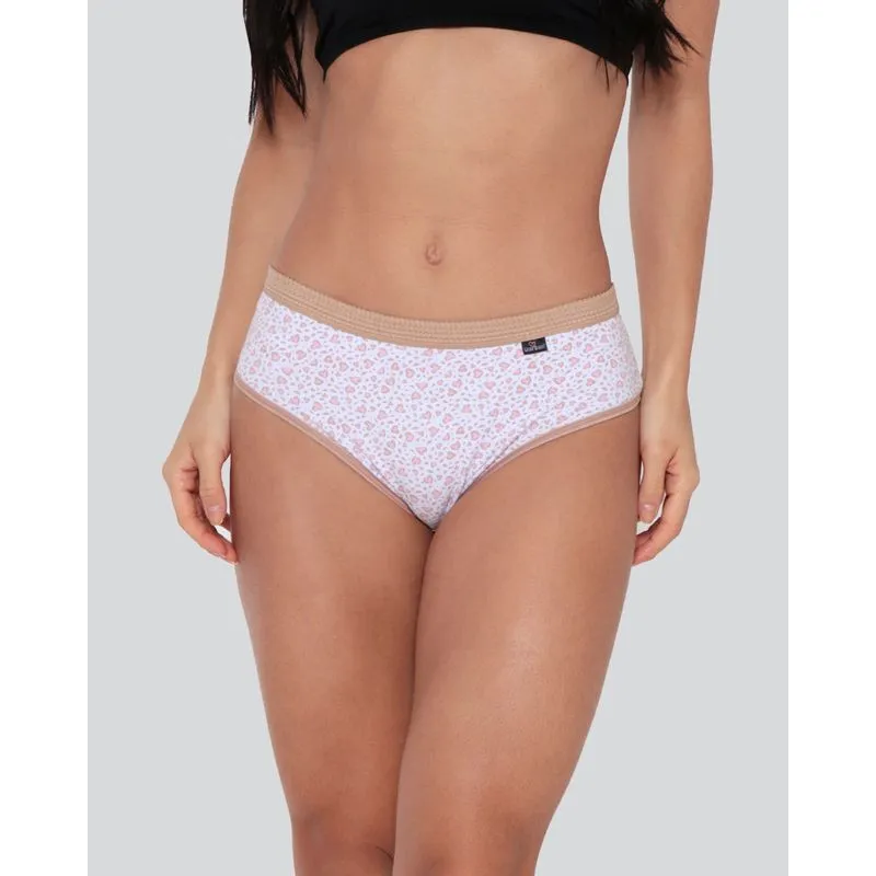 Calcinha Alta Feminina Avulsa Algodão Animal Print Bege GG