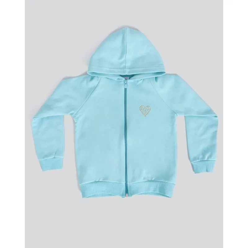 Casaco Moletom Bebê Capuz Strass Azul Claro 1