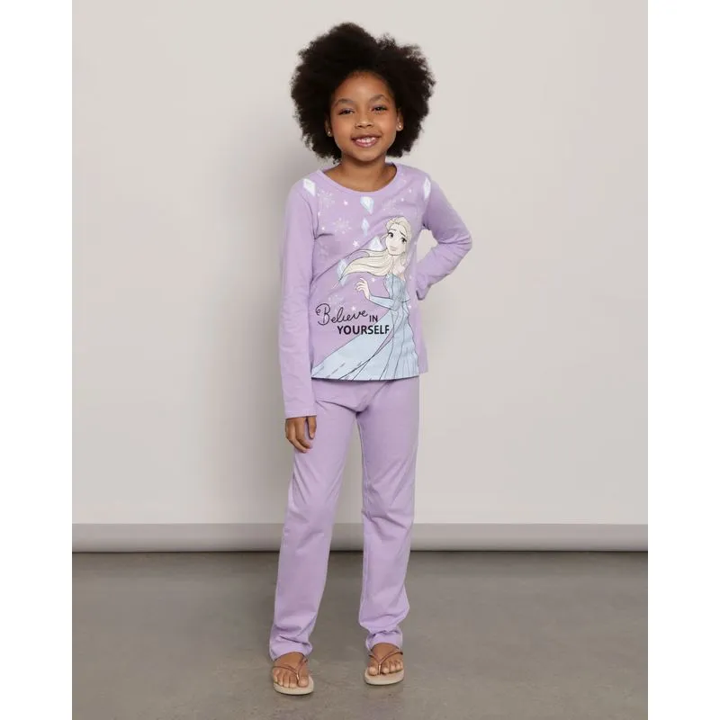 Pijama Infantil Longo Frozen Disney Lilás 4