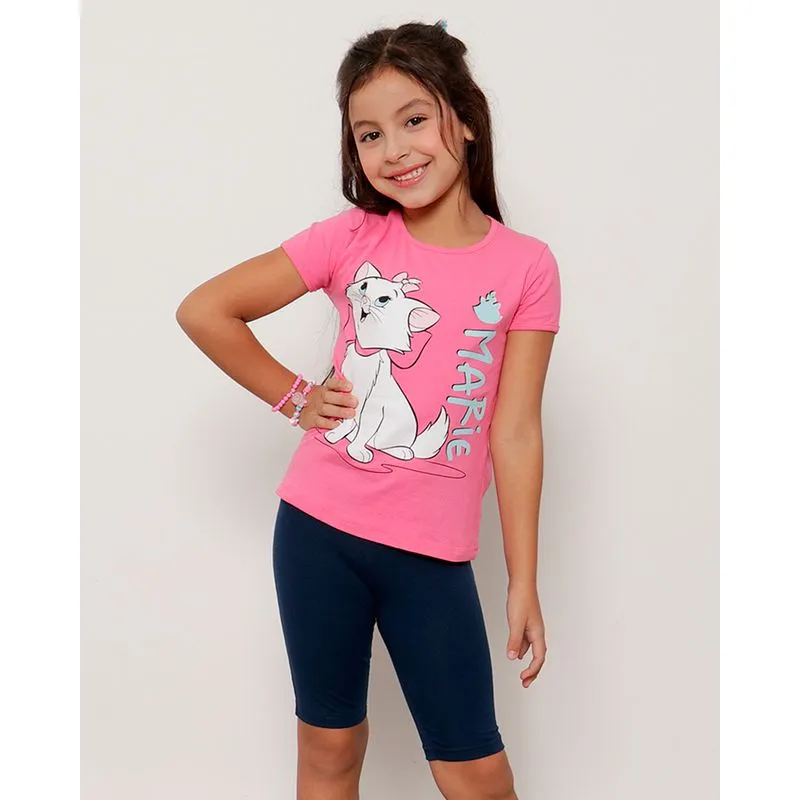 Conjunto Infantil Gatinha Marie Marinho e Rosa 10