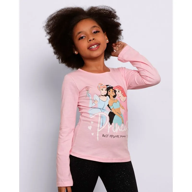 Blusa Infantil Manga Longa As Princesas Disney Rosa 10