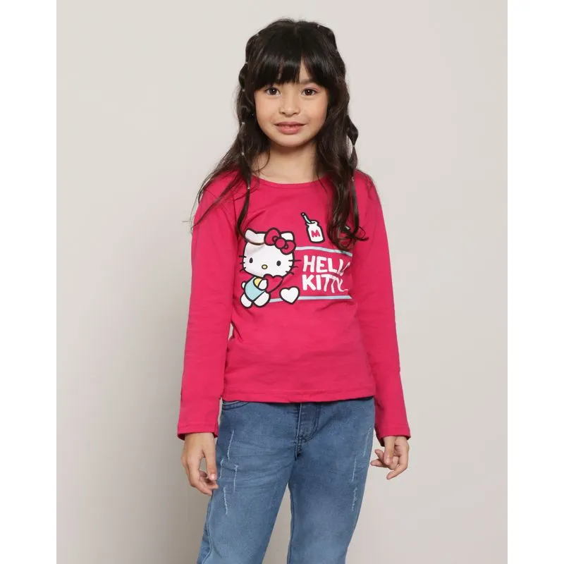 Blusa infantil Manga Longa Hello Kitty Rosa 4