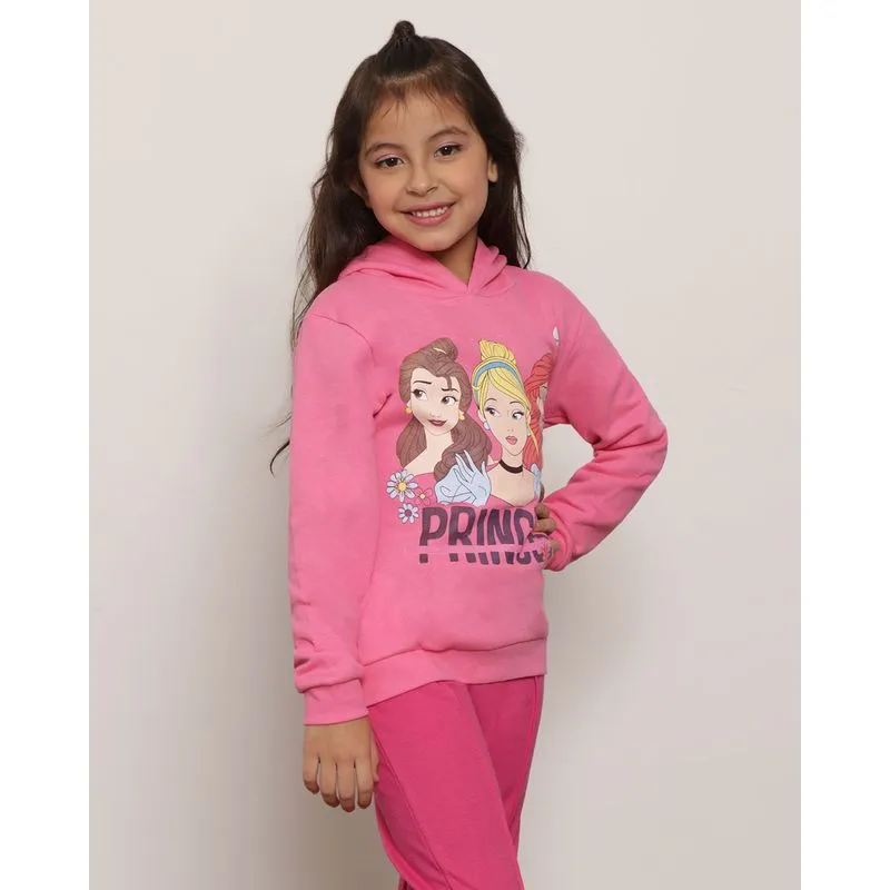 Blusão Moletom Infantil Princesas Disney Manga Longa Rosa 12