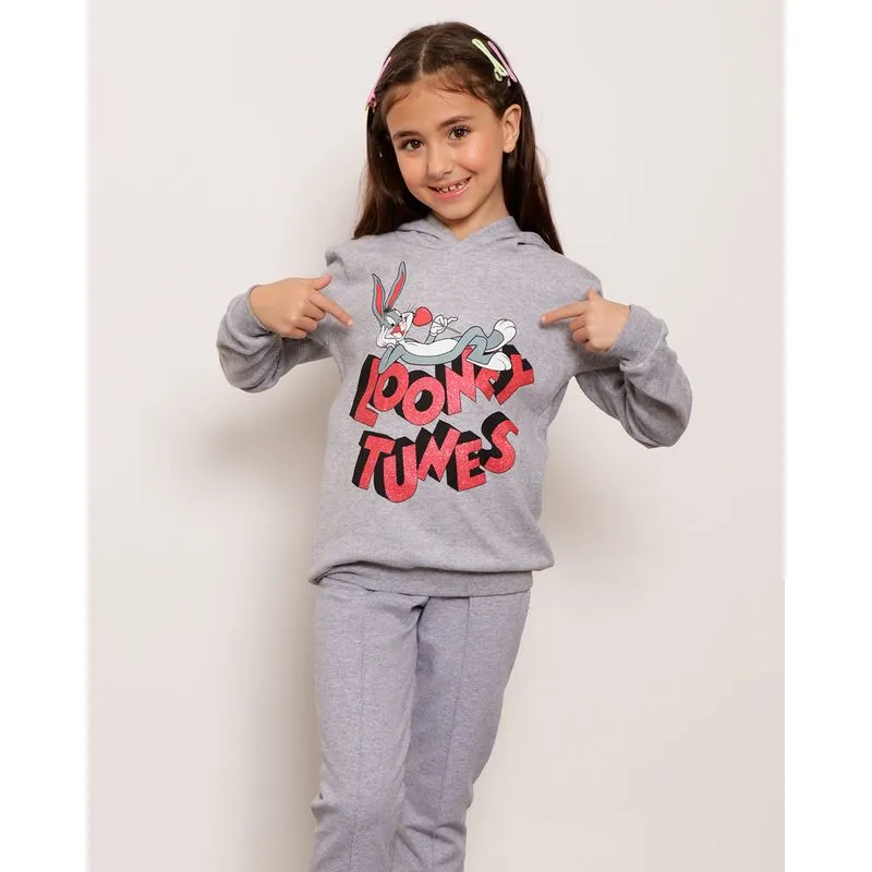 Blusão Moletom Infantil Pernalonga Looney Tunes Cinza 8