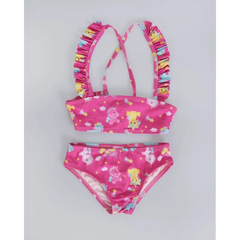 Biquíni Conjunto Bebê Unicórnio Rosa 2