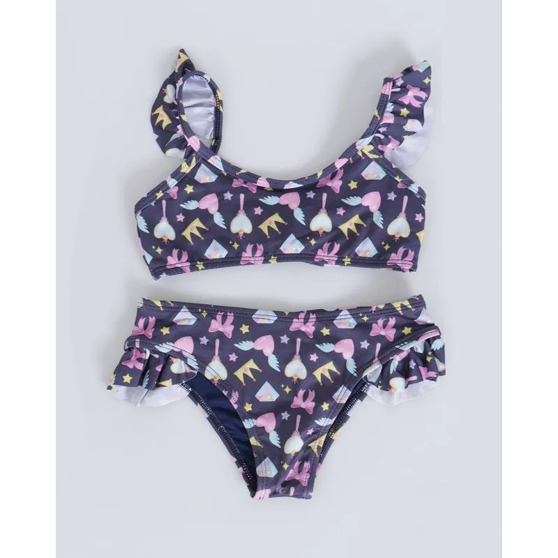 Biquíni Conjunto Infantil Estampado Proteção UV 50+ Azul Marinho 4