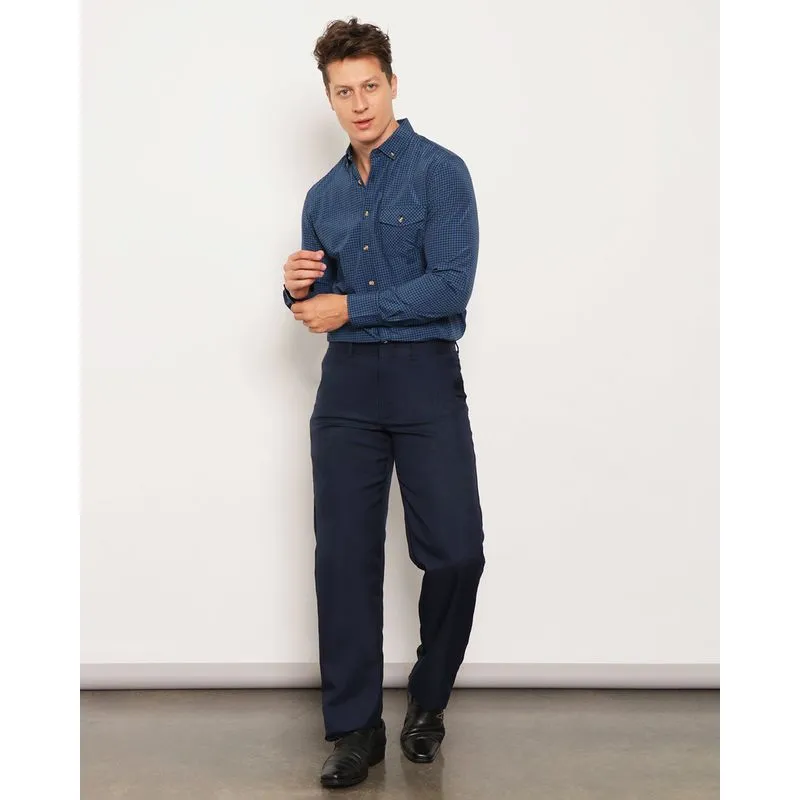 Calça Social Masculina Reta Oxford Marinho 40