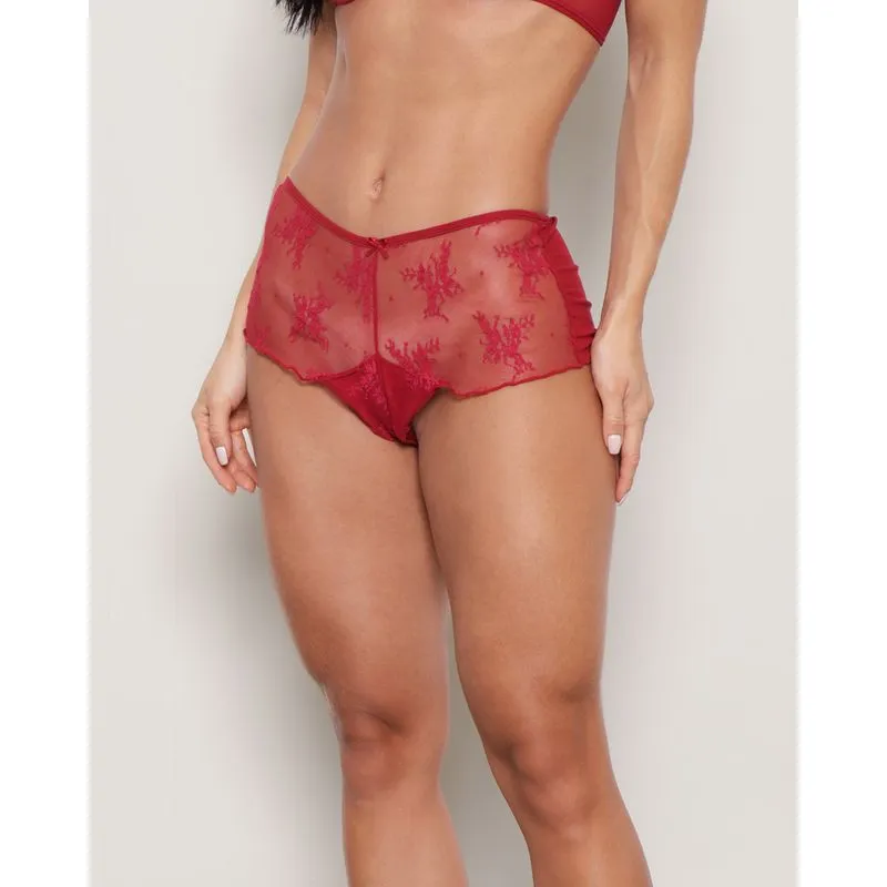 Calcinha Caleçon Feminina Tule Vermelha G