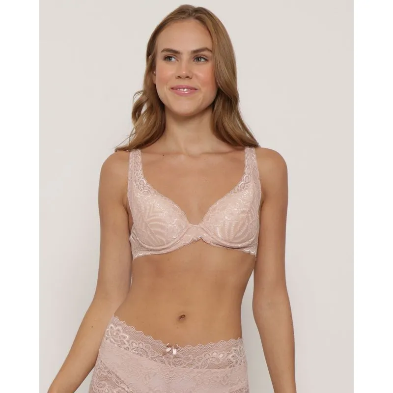 Sutiã Feminino Com Base e Bojo Renda Bege 44