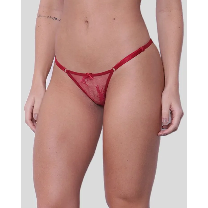 Calcinha Feminina String Com Tule Vermelha GG