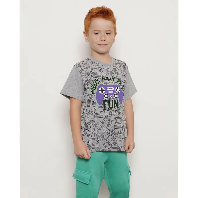 Camiseta Infantil Estampa Controle Game Cinza 4