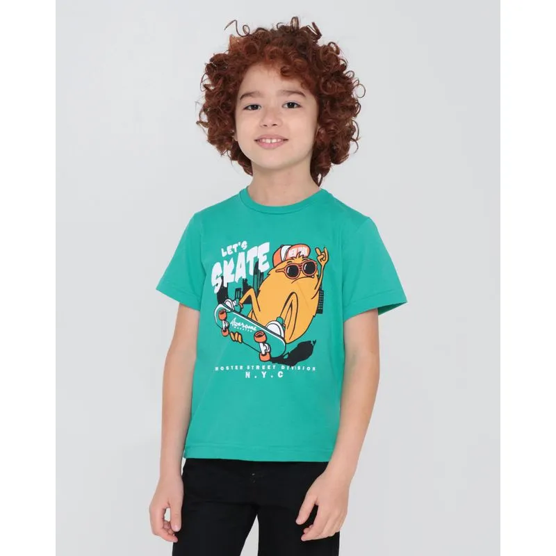 Camiseta Infantil Estampa Monstrinho Manga Curta Azul 6