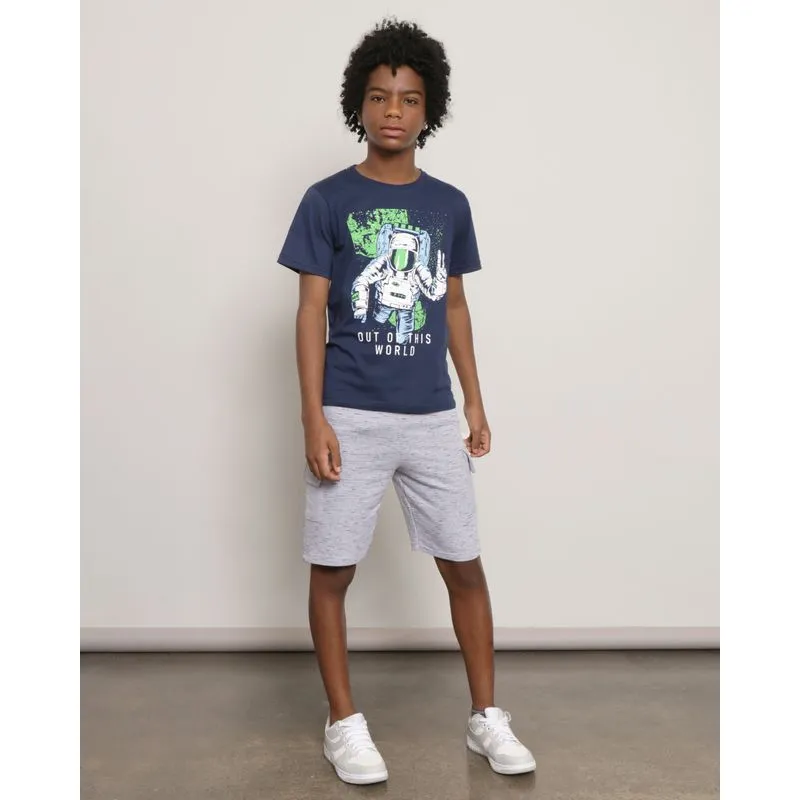 Bermuda Juvenil Moletinho Bolso Cargo Cinza 14
