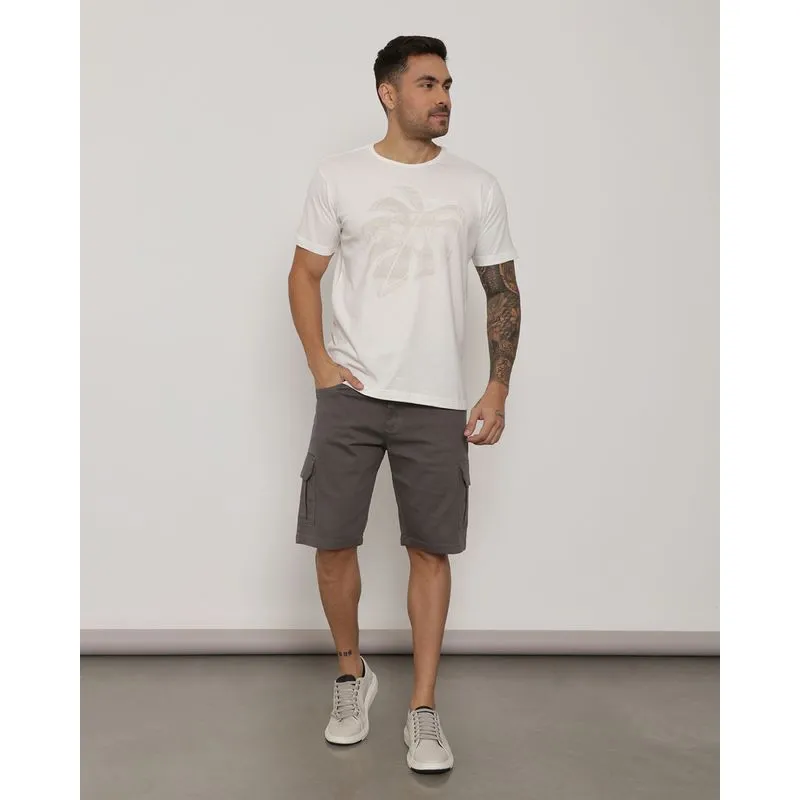 Bermuda Sarja Masculina Bolso Cargo Cinza 46