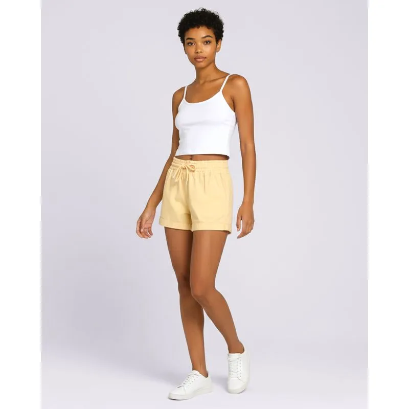 Short Feminino Sarja Curto Com Elástico Amarelo 38