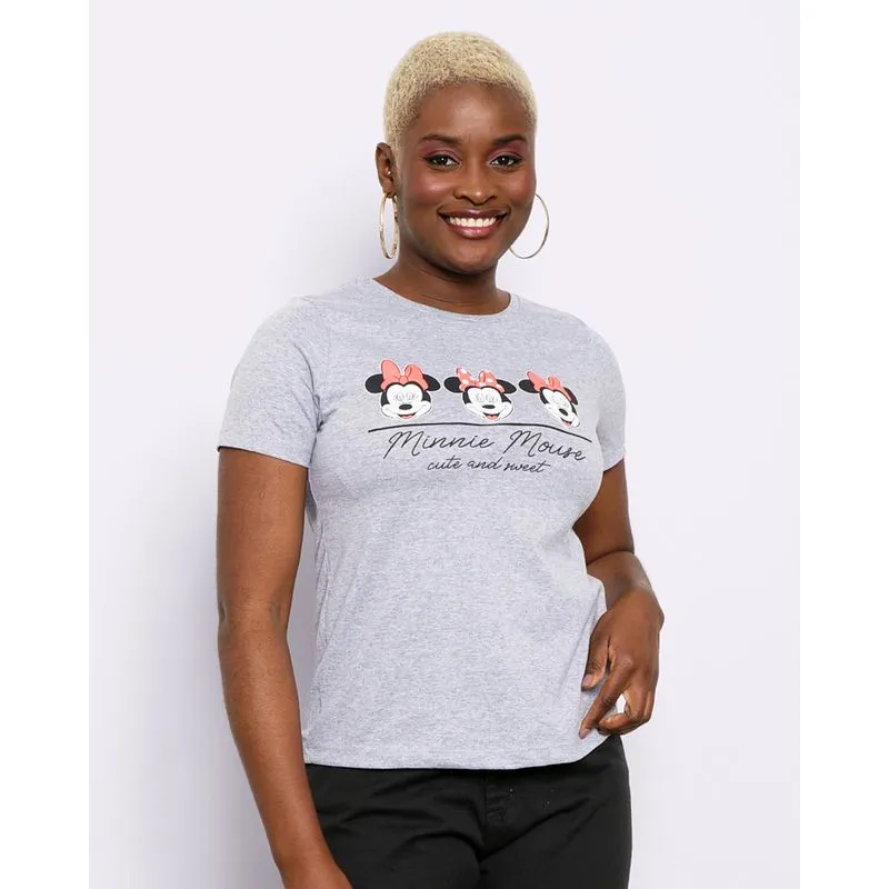 Camiseta Feminina Disney Minnie Cinza GG