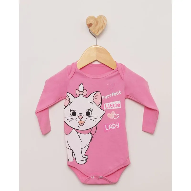 Body Bebê Manga Longa Estampa Marie Disney Rosa P