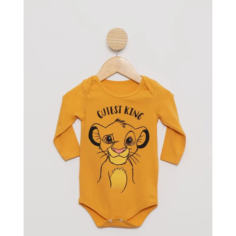Body Bebê Rei Leão Disney Mostarda G