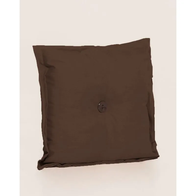Almofada Quadrada Lisa 40cm x 40cm Oxford com Botão Marrom UN