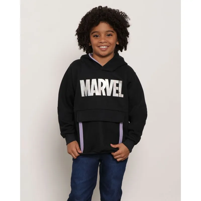 Blusão Moletom Infantil Marvel Estampa Preta 8