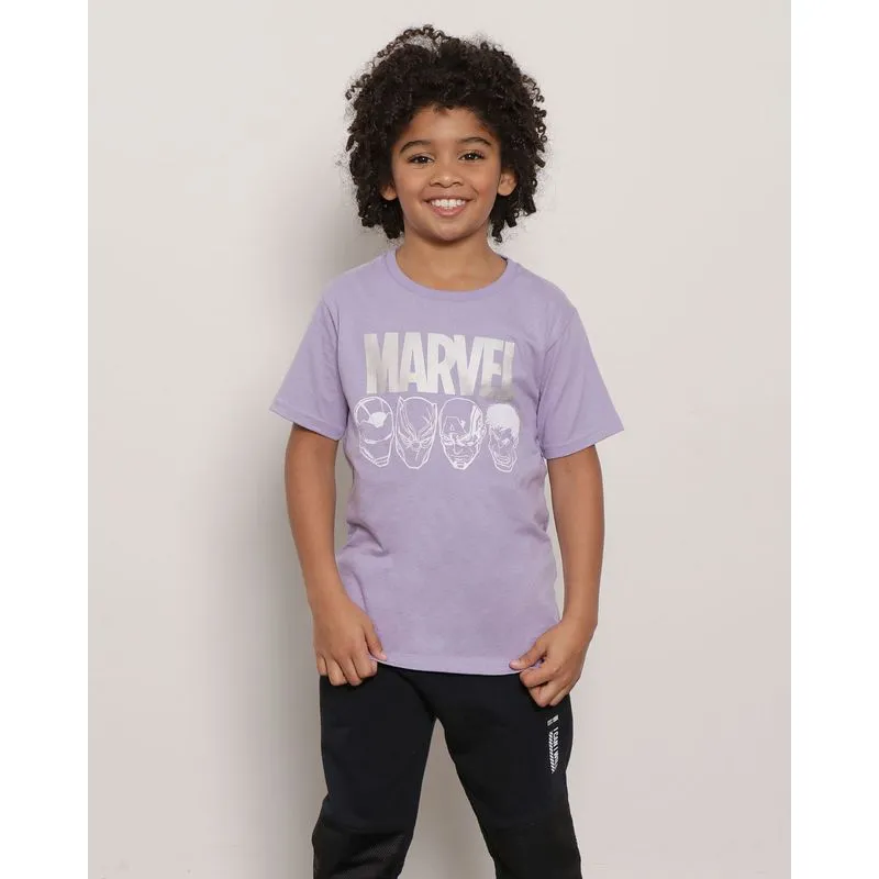Camiseta Infantil Marvel Avengers Manga Curta Lilás 8