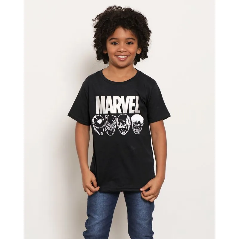 Camiseta Infantil Marvel Avengers Manga Curta Preta 10