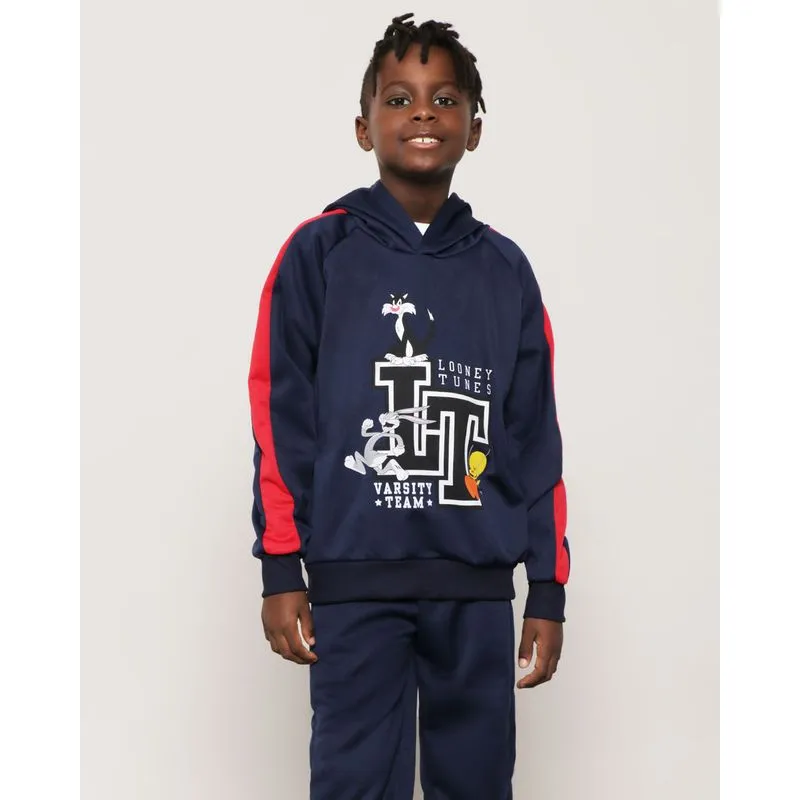 Blusão Infantil Helanca Com Capuz Looney Tunes Azul 6