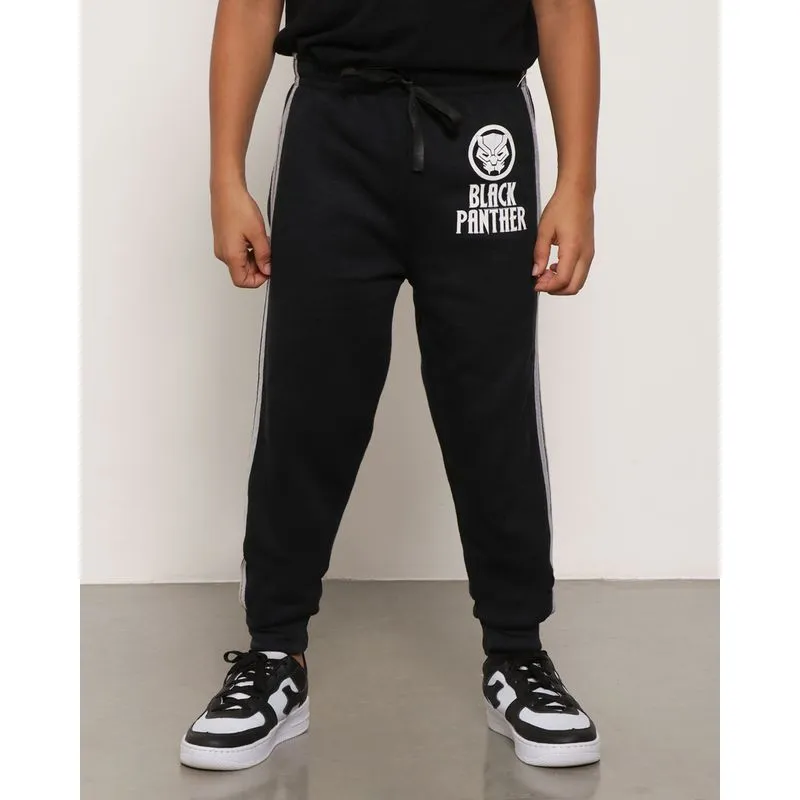Calça infantil moletom Jogger Pantera Negra Marvel Preta 4