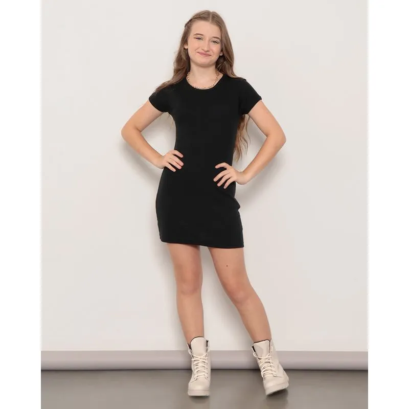 Vestido Juvenil Canelado Preto 12