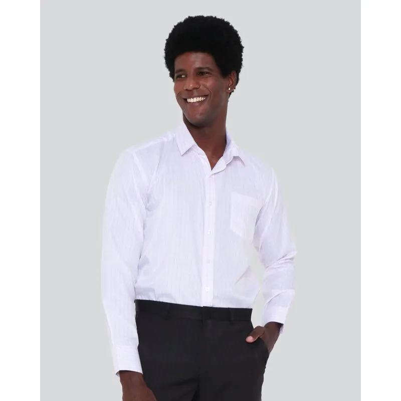 Camisa Masculina Social Manga Longa Quadriculada Branca 6