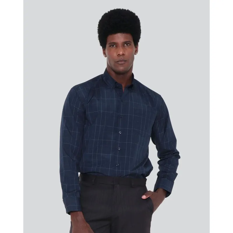 Camisa Masculina Social Manga Longa Xadrez Marinho 6