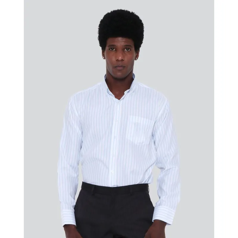 Camisa Masculina Social Manga Longa Listrada Azul 5