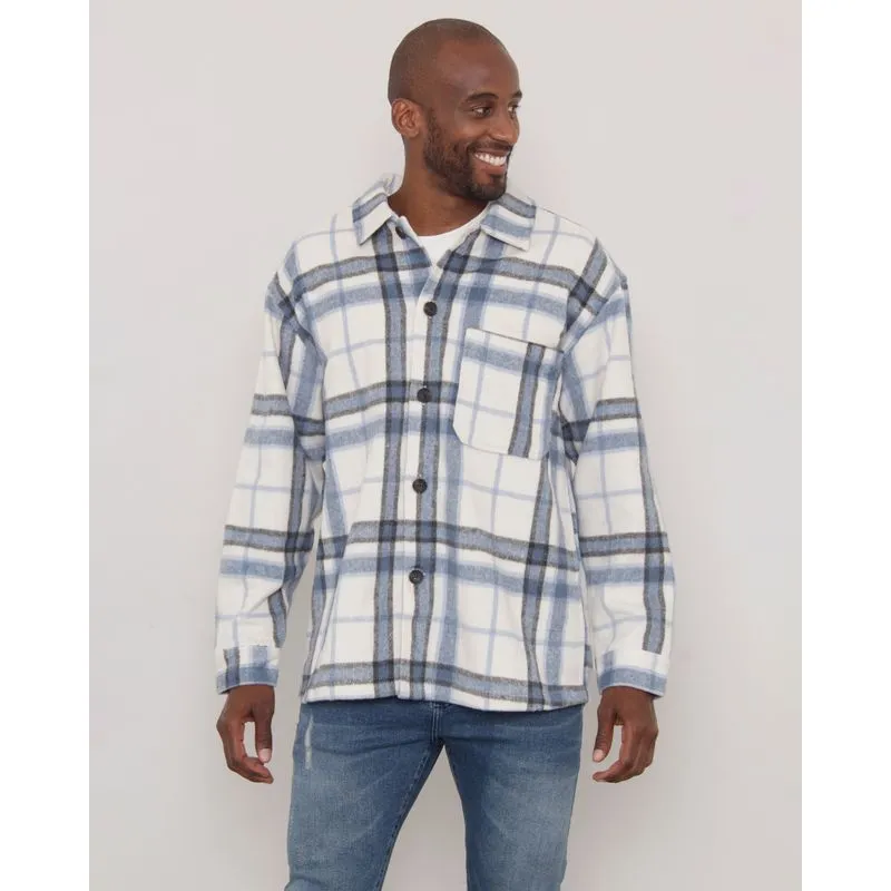 Casaco Masculino Lã Xadrez Azul M