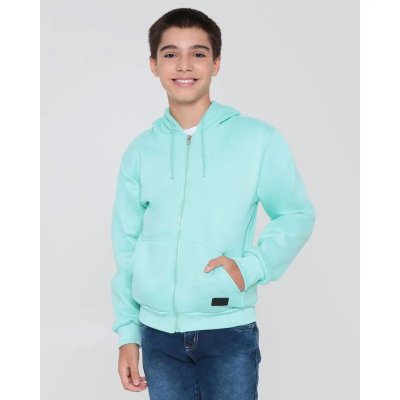 Casaco Moletom Juvenil Com Zíper Verde Claro 14