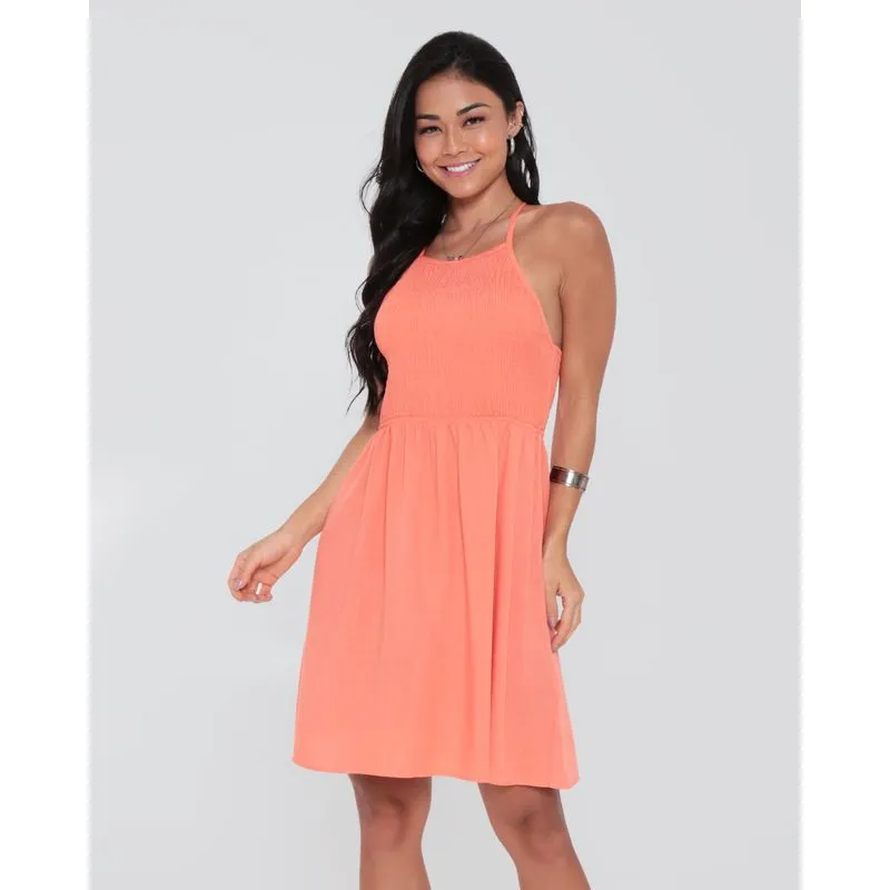 Vestido Curto Viscose Alcinha Lastex Laranja M